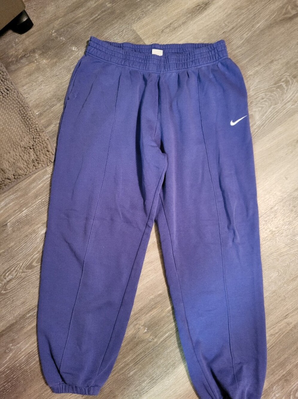 Nike Sweatpants Womens XL Purple Fleece Joggers Elastic Waist Cuffed Logo